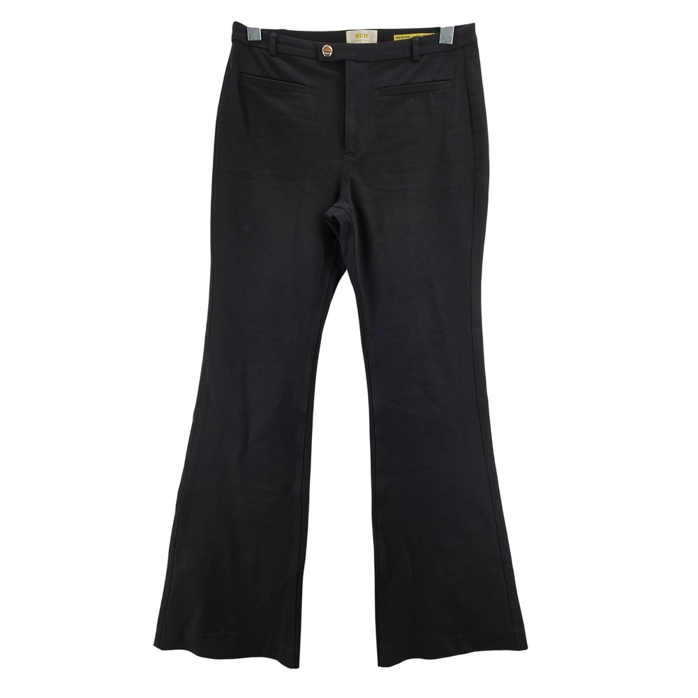 Maeve by Anthropologie Women Black Cotton Blend Bootcut Flare Trousers Size 6